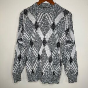 Vintage J.J. Cochran Argyle Knit Sweater – Made in USA (M)